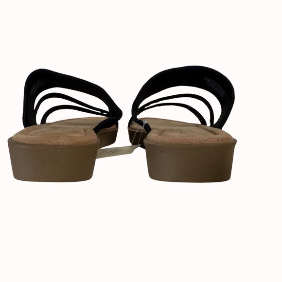 St Johns Bay Strappy Sandals Size 7.5 Black Memory Foam Flat Comfort Summer Fash - Picture 5 of 13